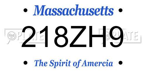 218ZH9 Massachusetts License Plate