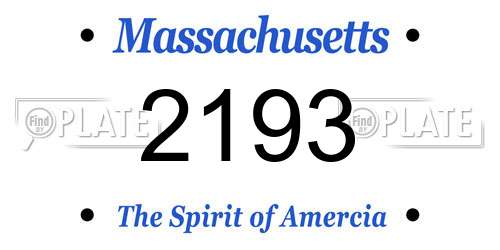 2193 Massachusetts License Plate