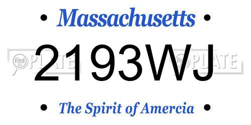 2193WJ Massachusetts License Plate