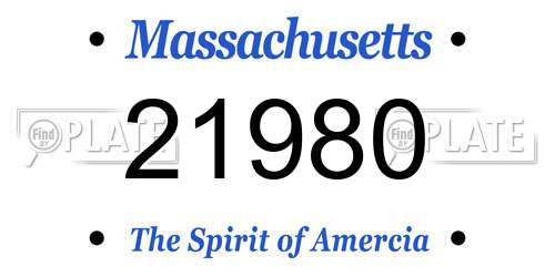 21980 Massachusetts License Plate