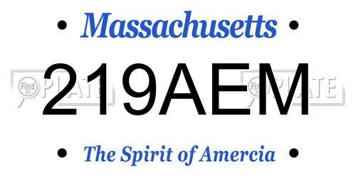 219AEM Massachusetts License Plate