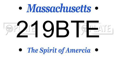 219BTE Massachusetts License Plate