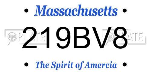 219BV8 Massachusetts License Plate