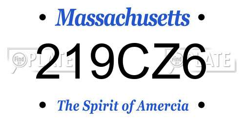 219CZ6 Massachusetts License Plate