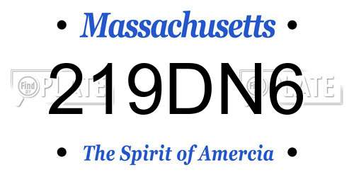 219DN6 Massachusetts License Plate