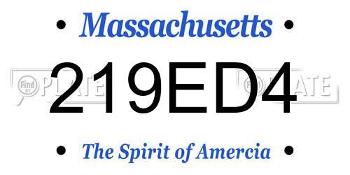 219ED4 Massachusetts License Plate