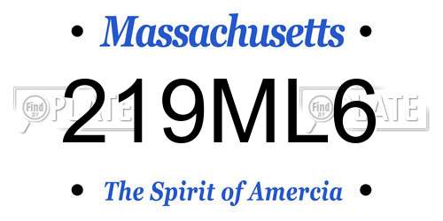 219ML6 Massachusetts License Plate