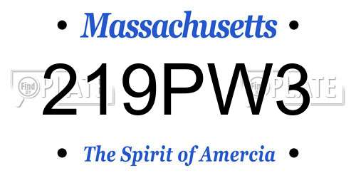 219PW3 Massachusetts License Plate