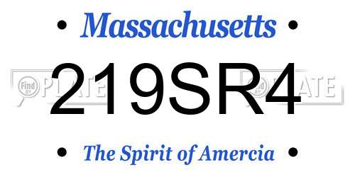 219SR4 Massachusetts License Plate