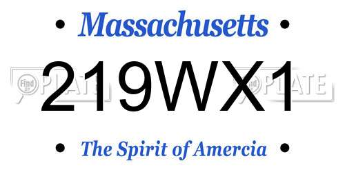 219WX1 Massachusetts License Plate