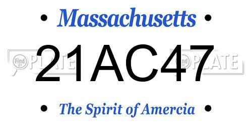 21AC47 Massachusetts License Plate