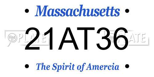 21AT36 Massachusetts License Plate