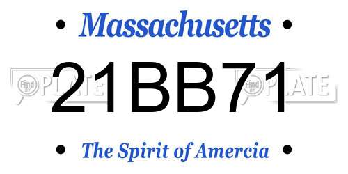 21BB71 Massachusetts License Plate