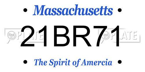 21BR71 Massachusetts License Plate