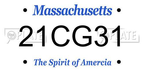 21CG31 Massachusetts License Plate