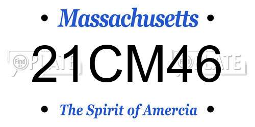21CM46 Massachusetts License Plate