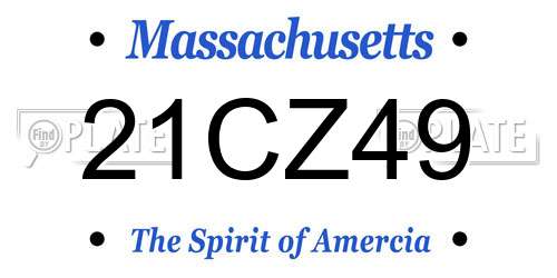 21CZ49 Massachusetts License Plate