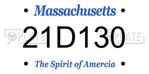 21D130 Massachusetts License Plate