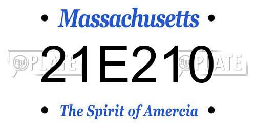 21E210 Massachusetts License Plate