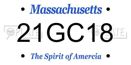 21GC18 Massachusetts License Plate