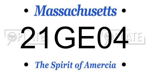 21GE04 Massachusetts License Plate