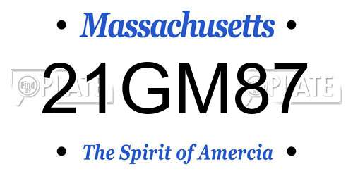 21GM87 Massachusetts License Plate