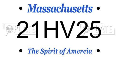 21HV25 Massachusetts License Plate
