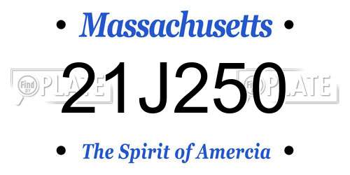 21J250 Massachusetts License Plate