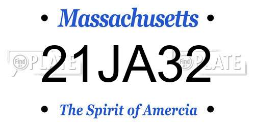 21JA32 Massachusetts License Plate