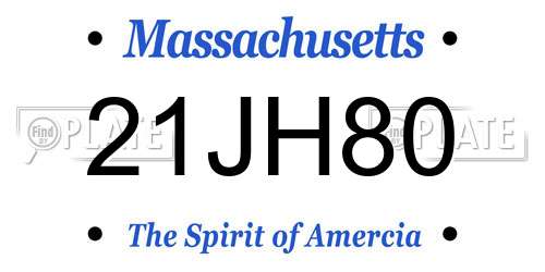 21JH80 Massachusetts License Plate