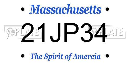 21JP34 Massachusetts License Plate