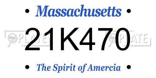21K470 Massachusetts License Plate