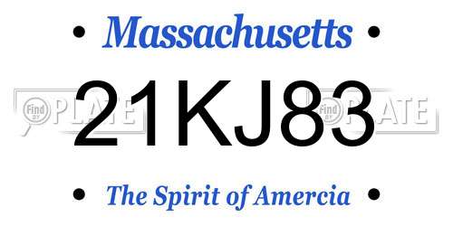 21KJ83 Massachusetts License Plate