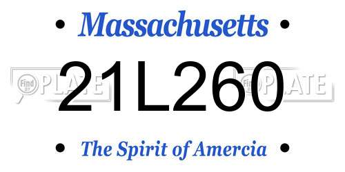 21L260 Massachusetts License Plate
