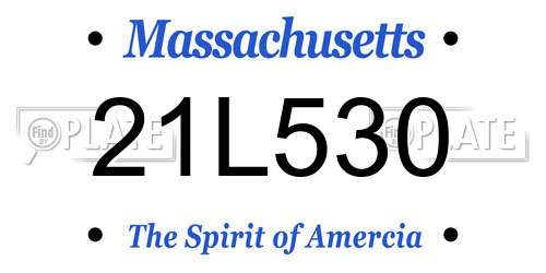 21L530 Massachusetts License Plate