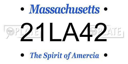 21LA42 Massachusetts License Plate