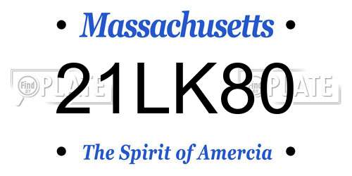 21LK80 Massachusetts License Plate