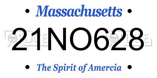 21NO628 Massachusetts License Plate