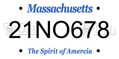 21NO678 Massachusetts License Plate