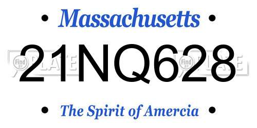 21NQ628 Massachusetts License Plate