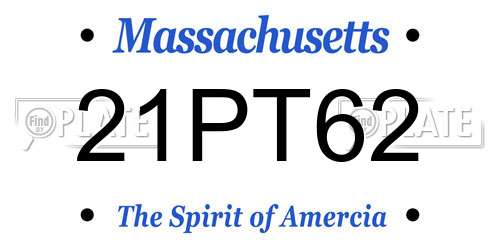 21PT62 Massachusetts License Plate