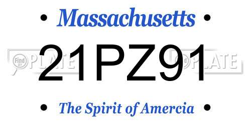 21PZ91 Massachusetts License Plate