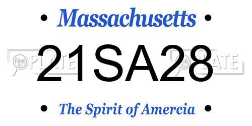21SA28 Massachusetts License Plate
