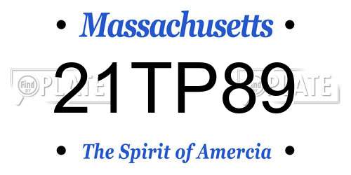 21TP89 Massachusetts License Plate