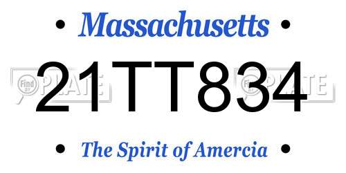 21TT834 Massachusetts License Plate