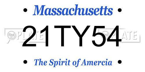 21TY54 Massachusetts License Plate