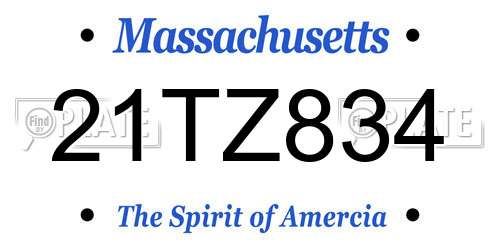 21TZ834 Massachusetts License Plate