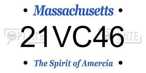 21VC46 Massachusetts License Plate