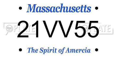 21VV55 Massachusetts License Plate