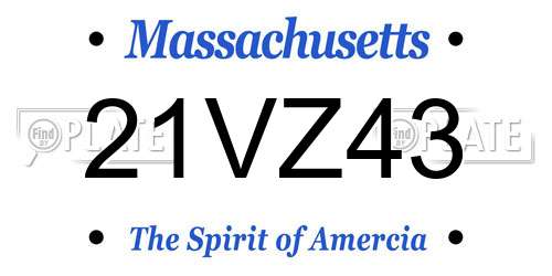 21VZ43 Massachusetts License Plate